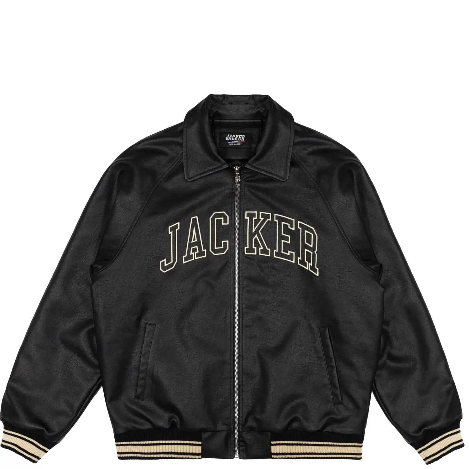 Jacker Vestes>College-Faux Leather Jacket-Black